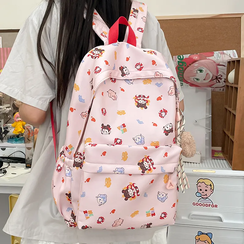 Vack Nylon Backpack Unisex White/Black/Pink/Blue-13