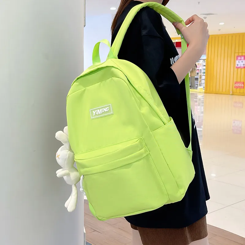 Vack Nylon Backpack Unisex White/Black/Green/Blue/Pink-11