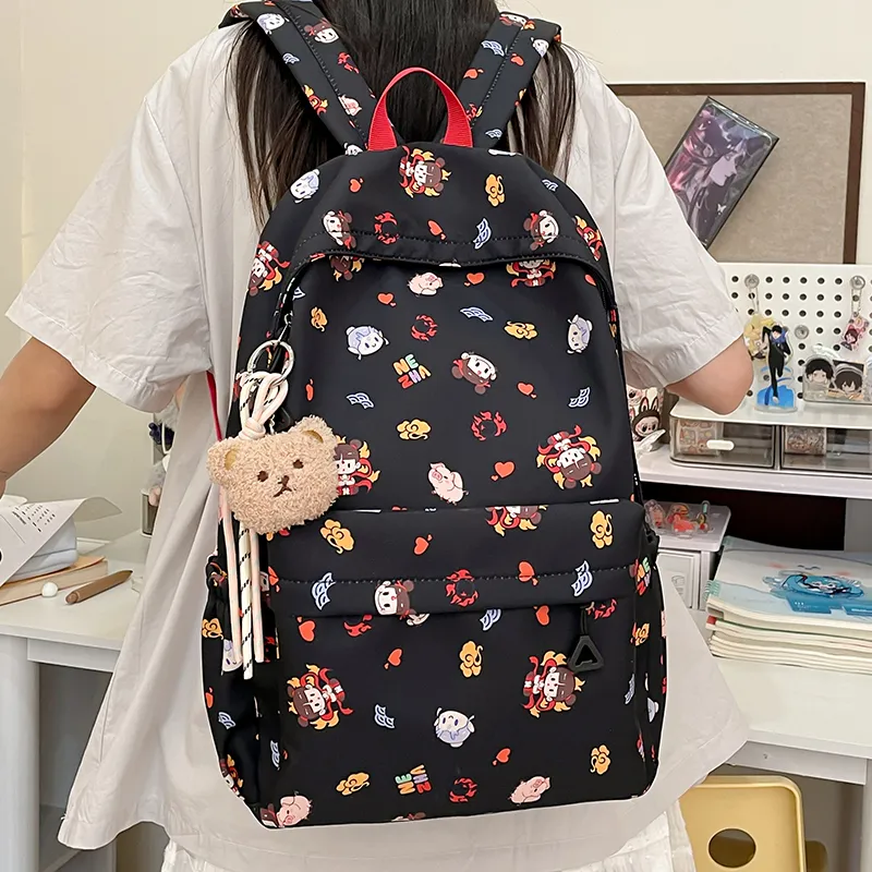 Vack Nylon Backpack Unisex White/Black/Pink/Blue-7