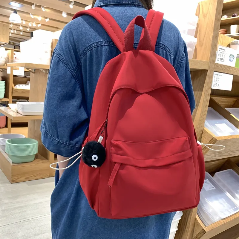 Vack Nylon Backpack Unisex Black/Red/Yellow/Blue/Pink-8
