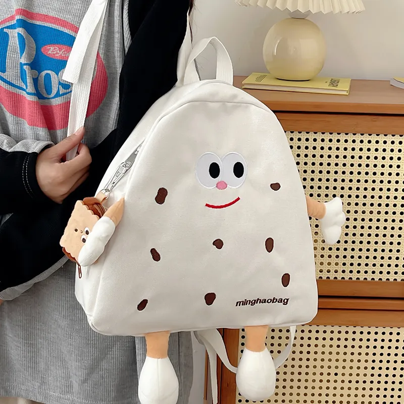 Vack Canvas Backpack Unisex White/Yellow/Khaki-4