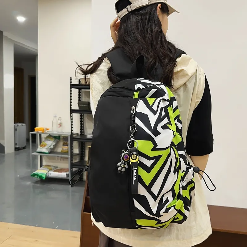 Vack Nylon Backpack Regular Unisex White/Red/Green/Blue-14