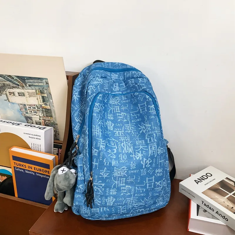 Vack Nylon Backpack Unisex Black/Light Blue/Dark Blue-6