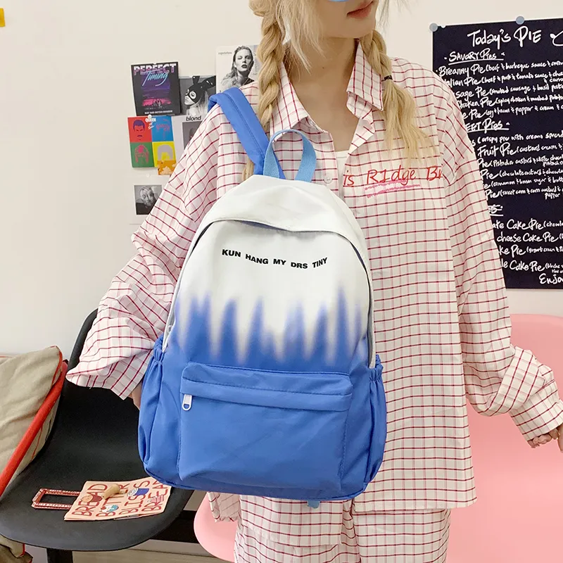 Vack Nylon Fabric Backpack Unisex Pink/Green/Light Blue/Dark Blue-10