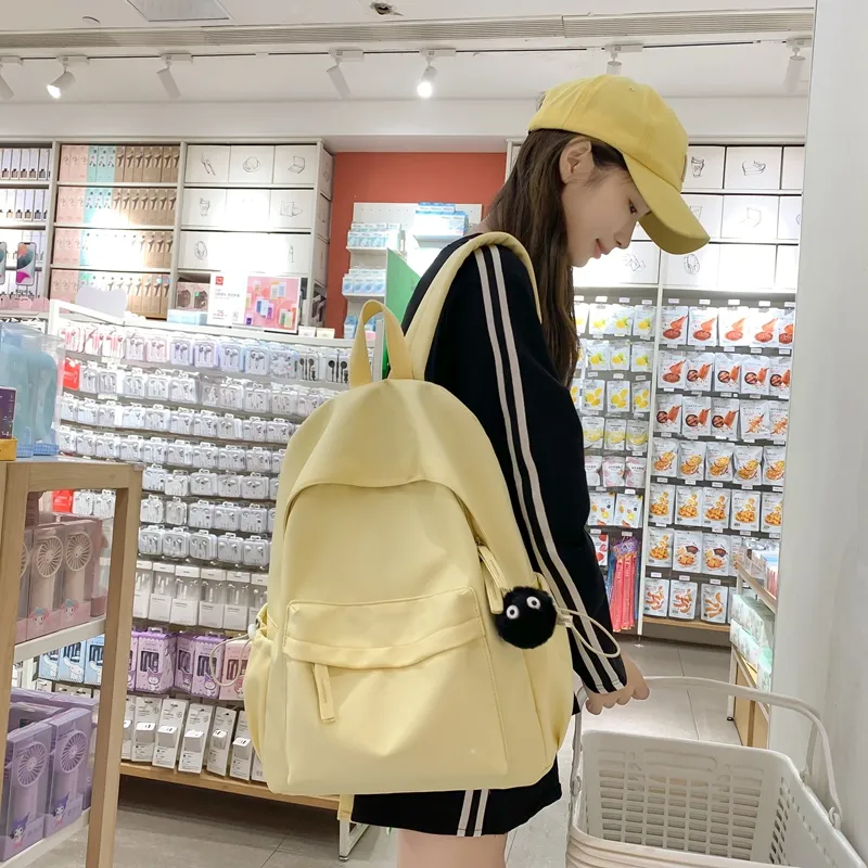 Vack Nylon Backpack Unisex Black/Red/Yellow/Blue/Pink-12