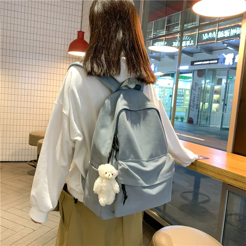 Vack Canvas Backpack Unisex White/Black/Blue-14