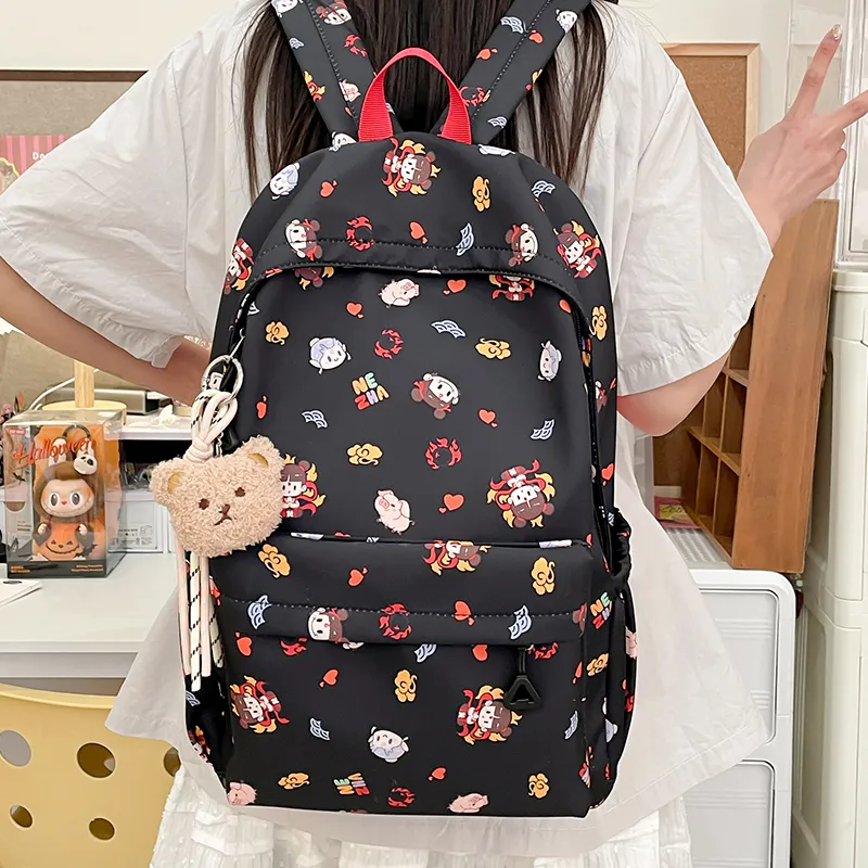Vack Nylon Backpack Unisex White/Black/Pink/Blue-8
