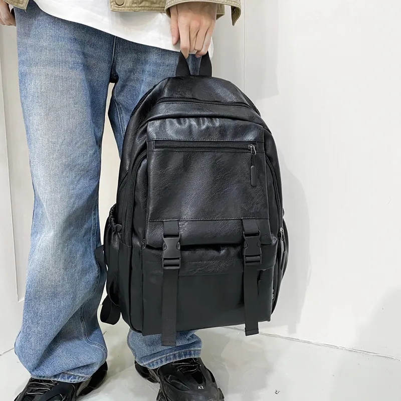 Vack PU Backpack Men's Black/Brown-4