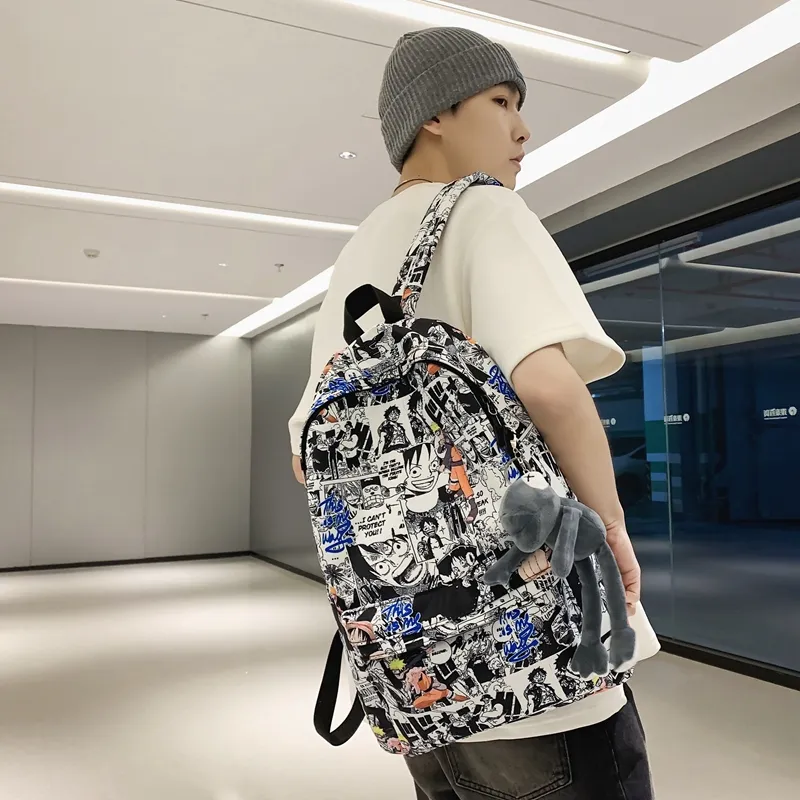 Vack Nylon Backpack Unisex White/Black-2