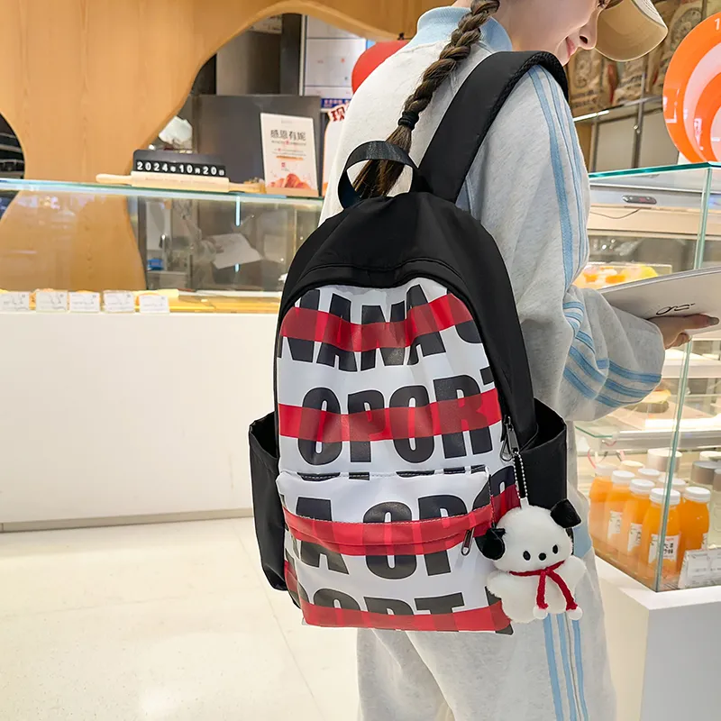 Vack Nylon Backpack Unisex Black Purple/Black Red/Black Green/Black Blue-9