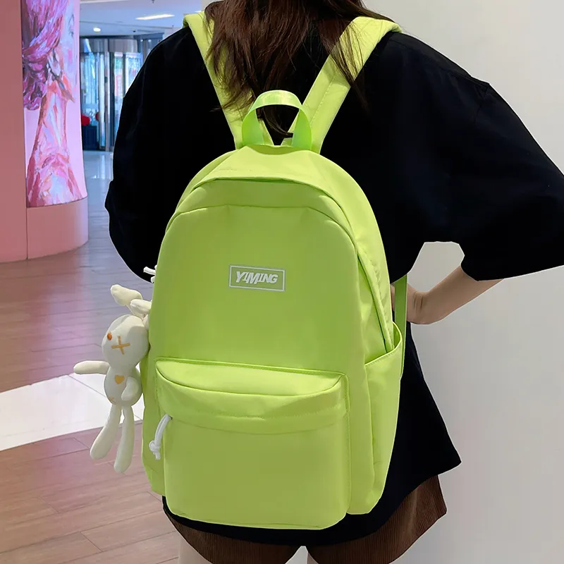 Vack Nylon Backpack Unisex White/Black/Green/Blue/Pink-10