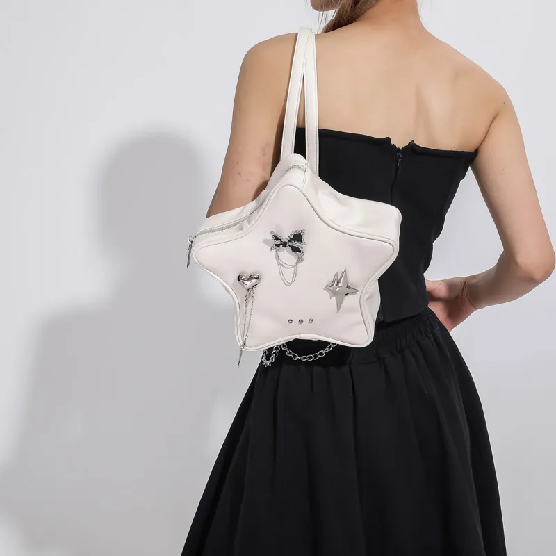 Vack PU Backpack Regular Women's White/Silver/Black-2
