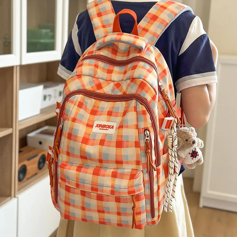 Vack Nylon Backpack Regular Unisex Red Green/Orange/Green Blue-7