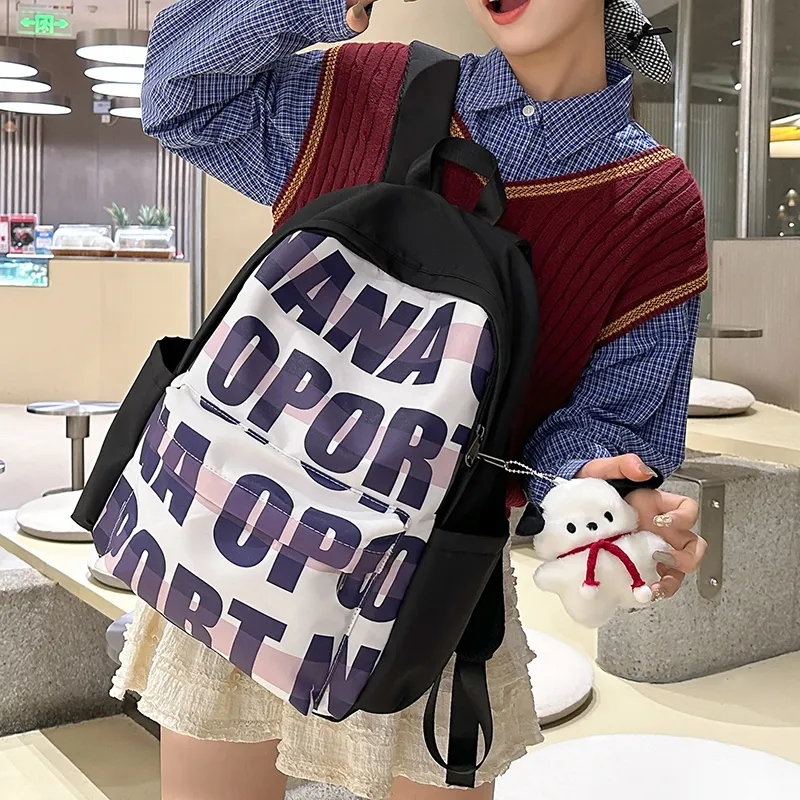 Vack Nylon Backpack Unisex Black Purple/Black Red/Black Green/Black Blue-3
