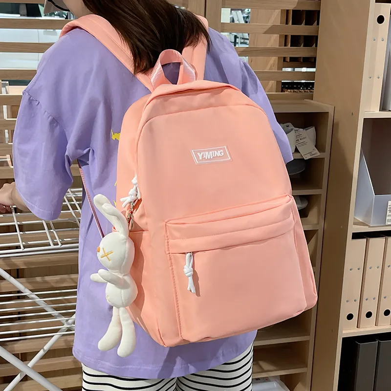 Vack Nylon Backpack Unisex White/Black/Green/Blue/Pink-20
