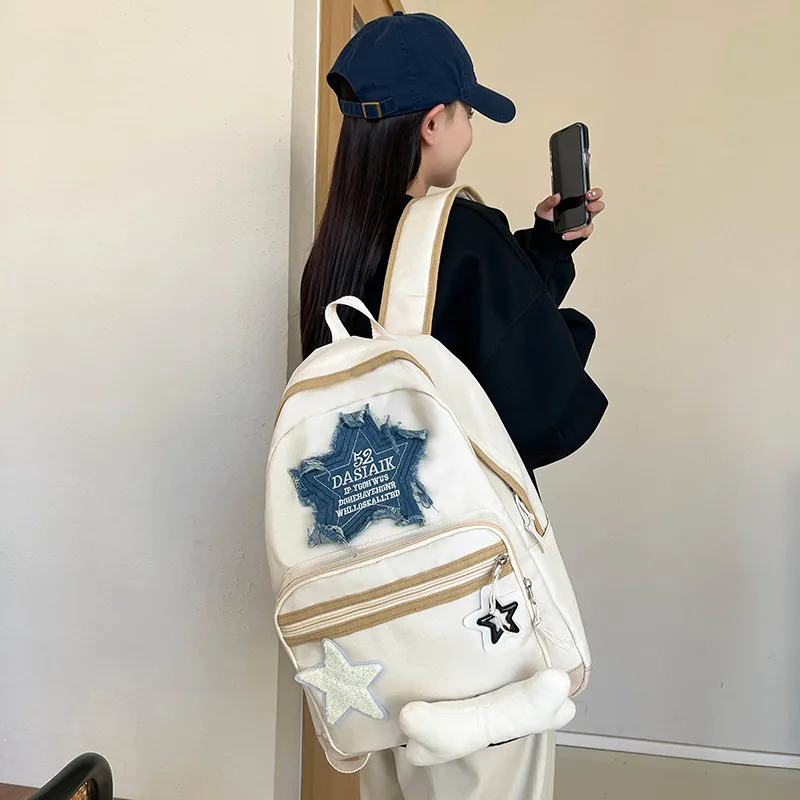 Vack Oxford Backpack Unisex Ecru/Coffee-4