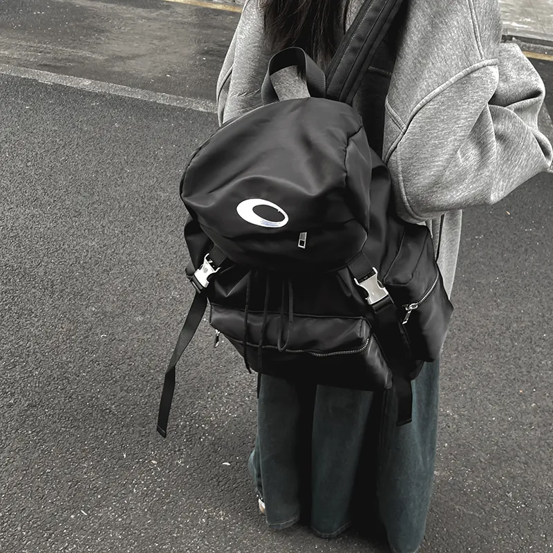 Vack Nylon Backpack Unisex Black-5