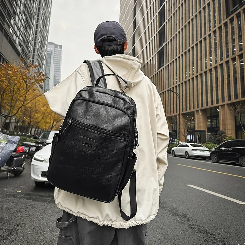 Vack PU Backpack Unisex Black/Brown-5