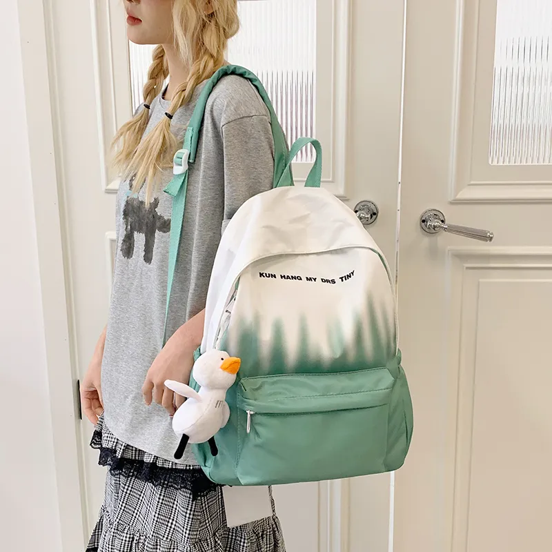 Vack Nylon Fabric Backpack Unisex Pink/Green/Light Blue/Dark Blue-6