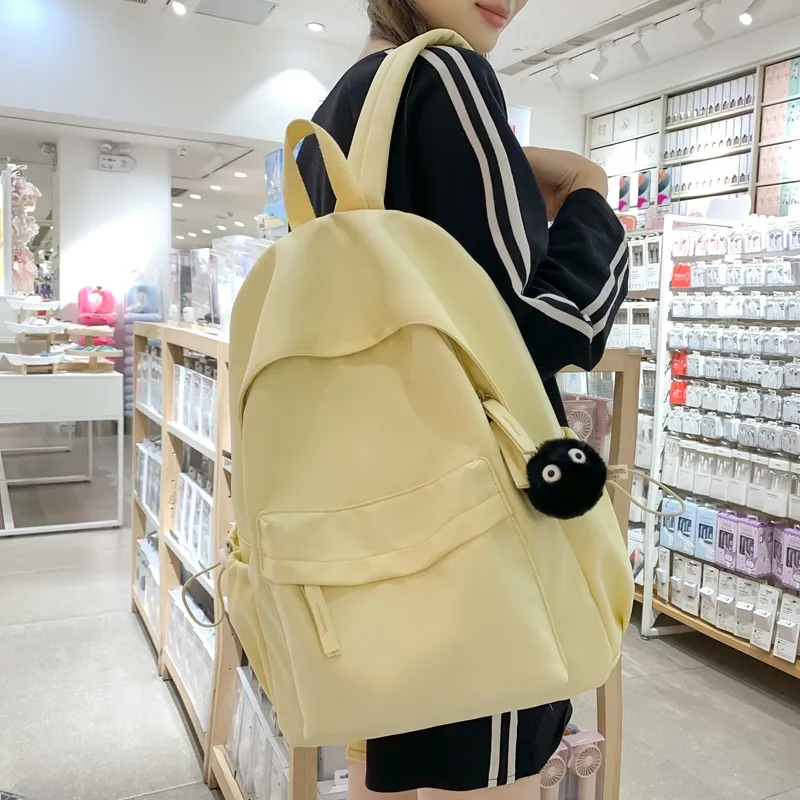 Vack Nylon Backpack Unisex Black/Red/Yellow/Blue/Pink-11