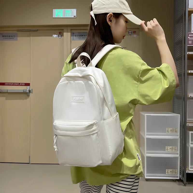 Vack Nylon Backpack Unisex White/Black/Green/Blue/Pink-2