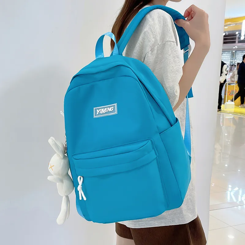 Vack Nylon Backpack Unisex White/Black/Green/Blue/Pink-15