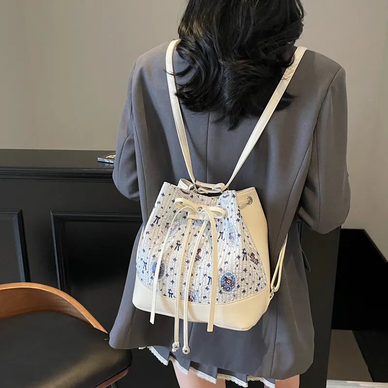 Vack PU Bucket Bag, Shoulder Bag Women's Small Plaid/Stripes/Diamond Pattern-4