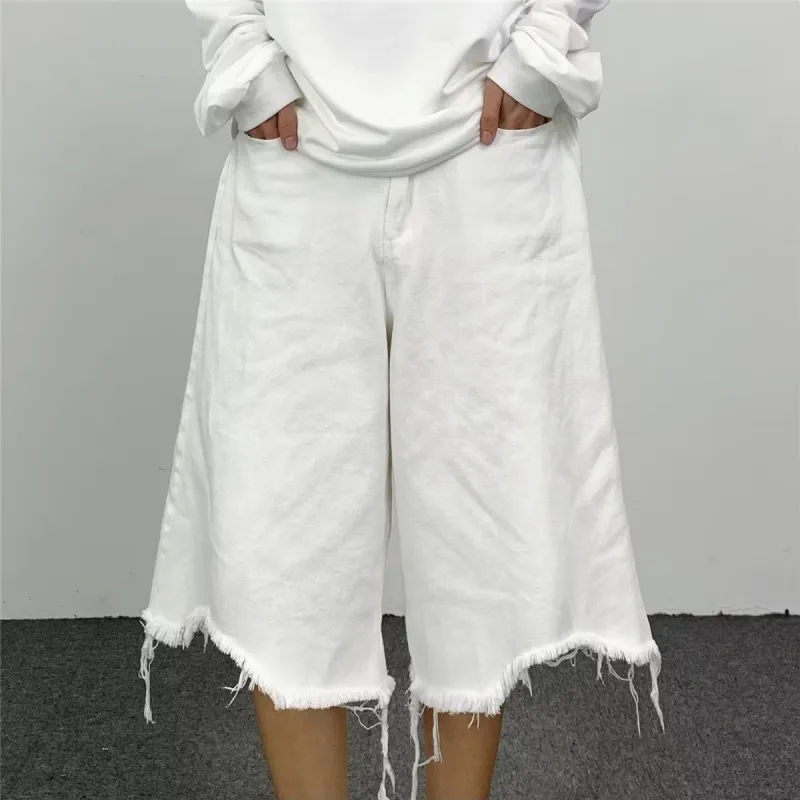 CORNILOT Denim Shorts Unisex White-7