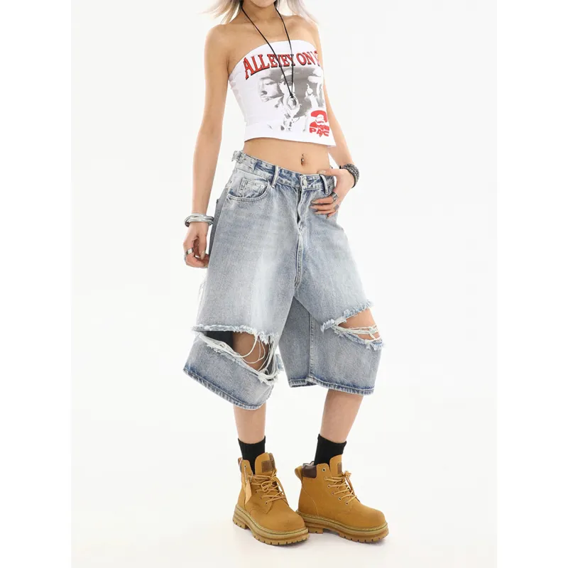 CORNILOT Denim Shorts Unisex Light Blue-2