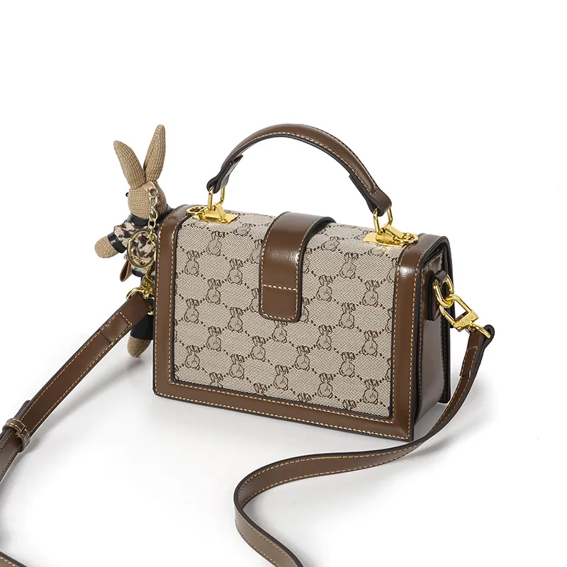 North Pack Embroidery One Shoulder Handbag Women's Brown-5