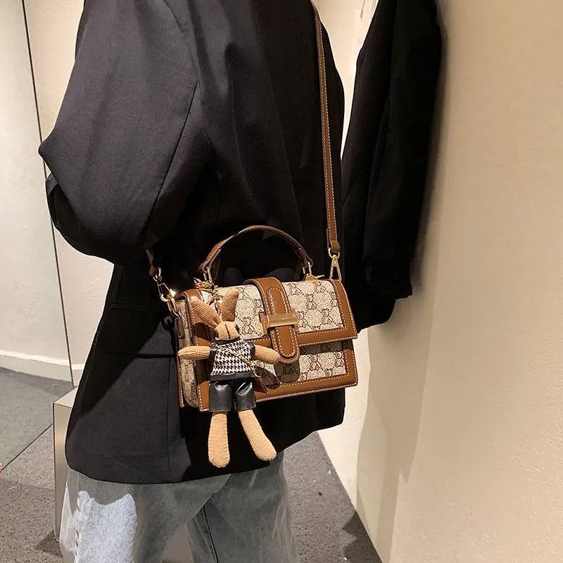 North Pack PU Shoulder Bag, Crossbody Bag, Handbag Women's Letter Coffee Brown/Small Bear Brown-8