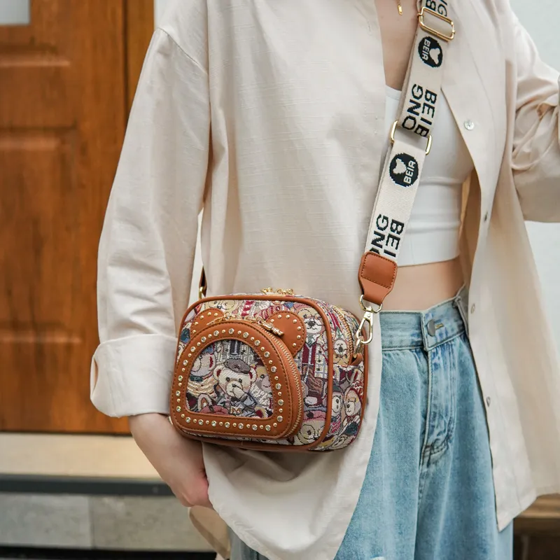 North Pack Fabric Camera Bag, Shoulder Bag, Crossbody Bag Women's Multicolor-12
