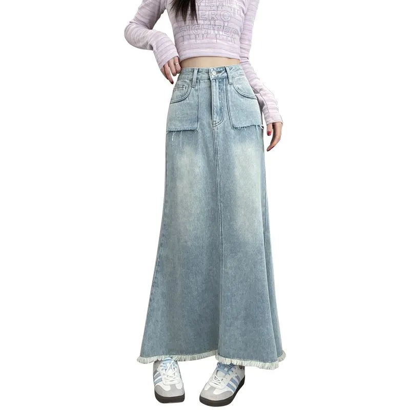 YICHEN Denim Long Skirt Women's-2