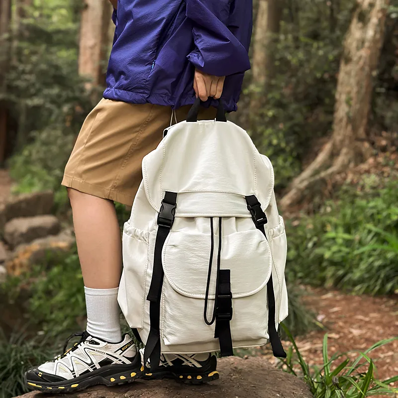 SAPANA STUDIO Nylon Backpack Regular Unisex Black/White/Yellow Brown/Green-15