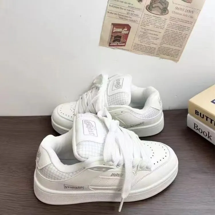 BINGO DUCK Slip Resistant Skateboard Shoes Women's White-11