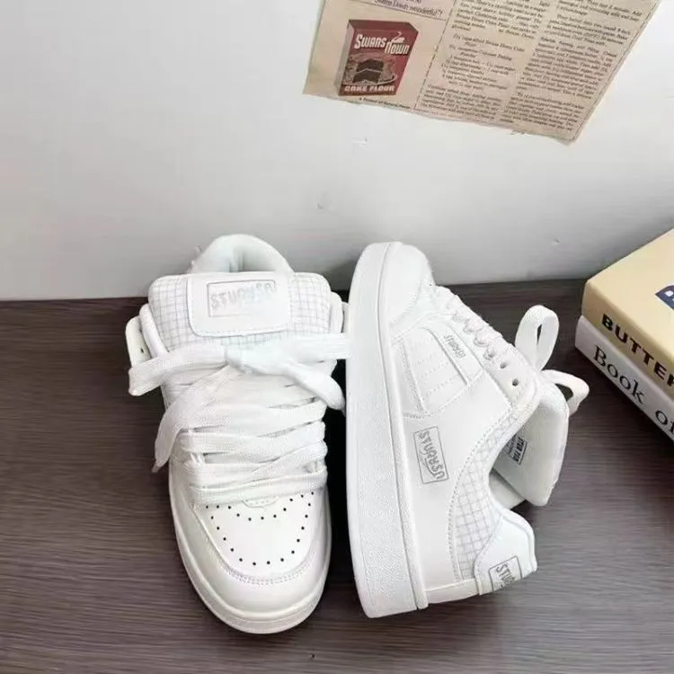 BINGO DUCK Slip Resistant Skateboard Shoes Women's White-10