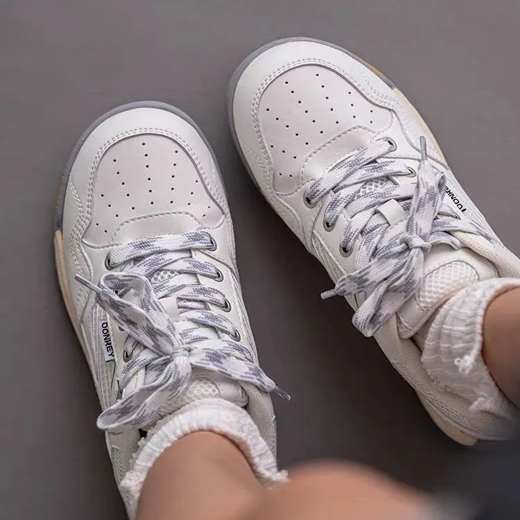 BINGO DUCK Slip Resistant Skateboard Shoes Women's White-10