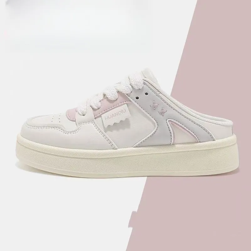 BINGO DUCK Skateboard Shoes Women's Beige Pink-3