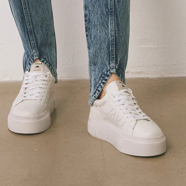 ASH Santana Perforated-logo Leather Sneakers-6