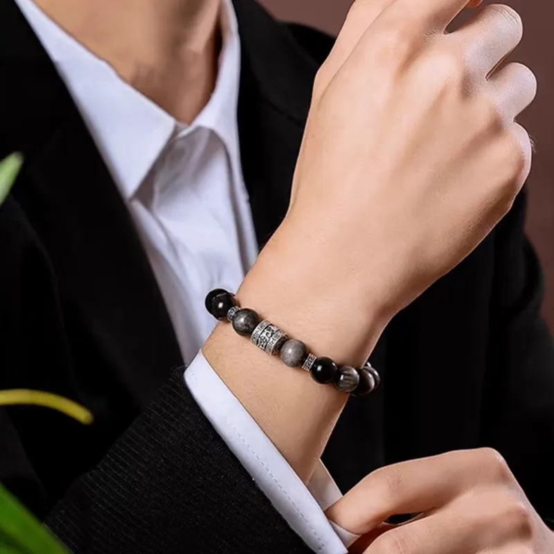 JINGCHENGGOU Obsidian Bracelets Unisex-1