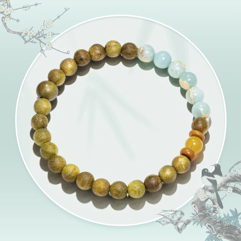 JINGCHENGGOU Green Sandalwood Bracelets Unisex-4