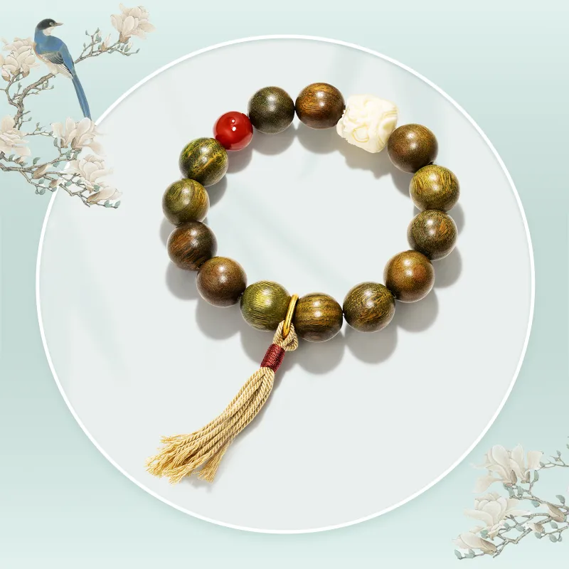 JINGCHENGGOU Green Sandalwood Bracelets Unisex-3