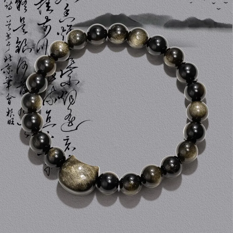 JINGCHENGGOU Obsidian Jade Bracelets Unisex-3