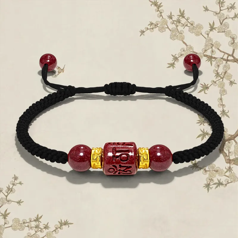 JINGCHENGGOU Reconstructed Cinnabar Bracelets Unisex-1