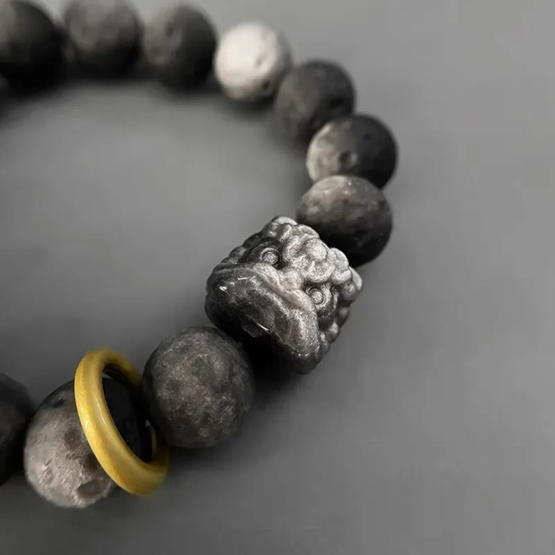 JINGCHENGGOU Obsidian Bracelets Unisex-3