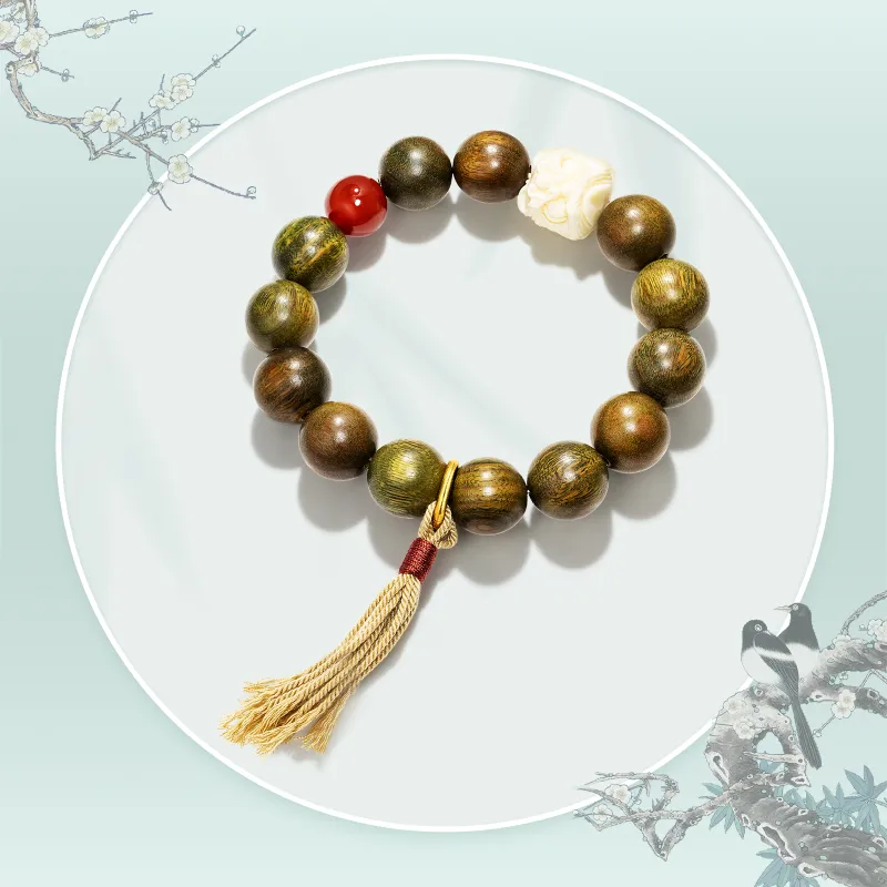 JINGCHENGGOU Green Sandalwood Bracelets Unisex-4