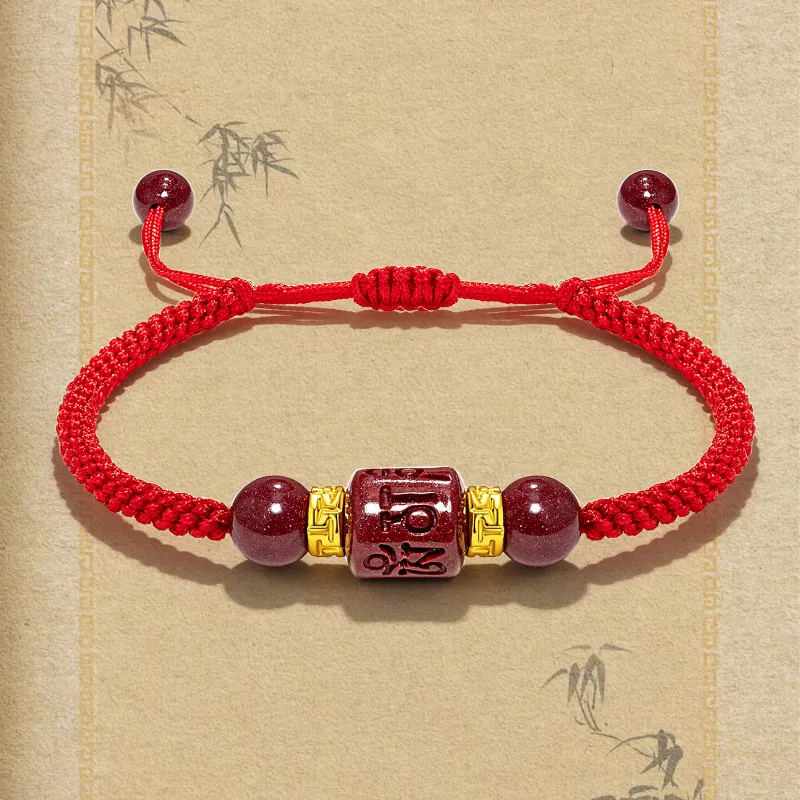 JINGCHENGGOU Reconstructed Cinnabar Bracelets Unisex-5