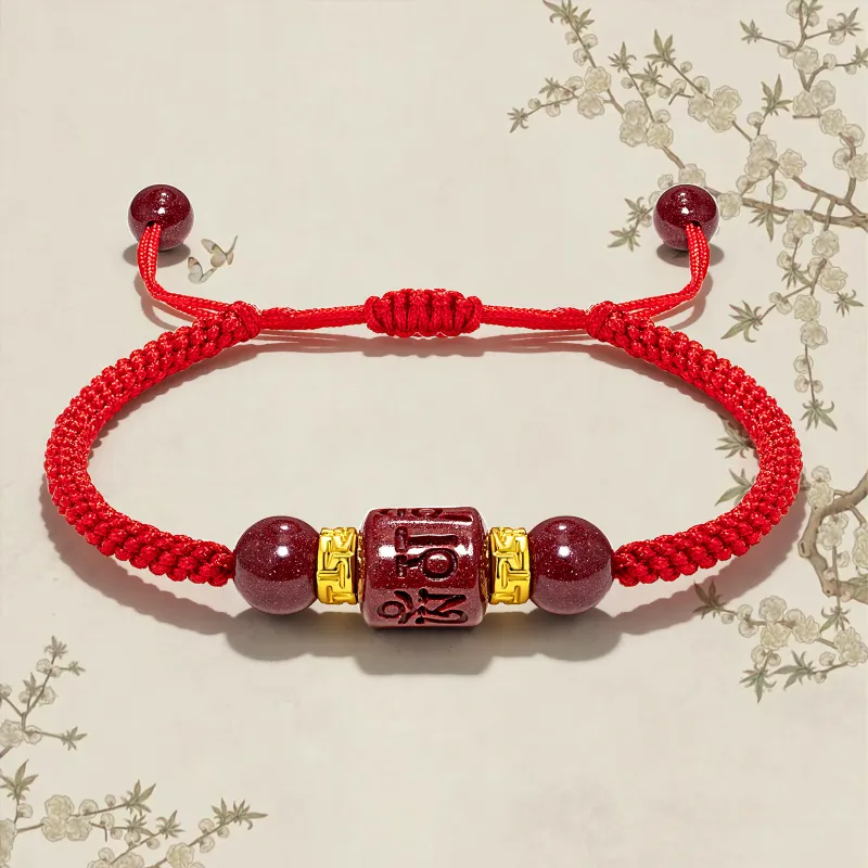 JINGCHENGGOU Reconstructed Cinnabar Bracelets Unisex-4