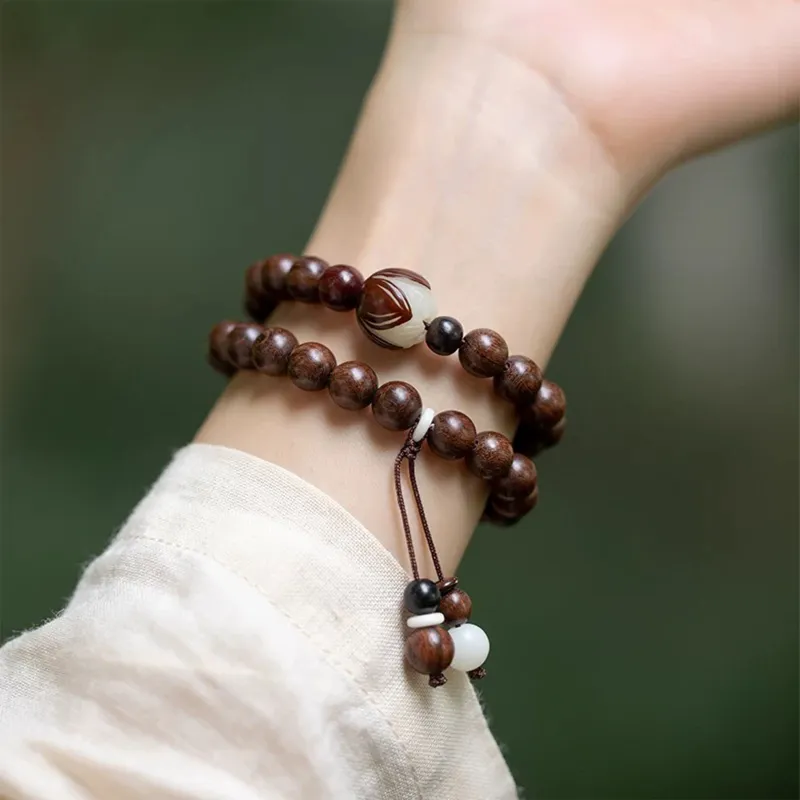 JINGCHENGGOU Green Sandalwood Wooden Bracelets Unisex-5