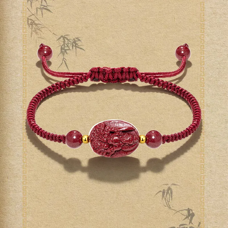 JINGCHENGGOU Reconstructed Cinnabar Bracelets Unisex-2